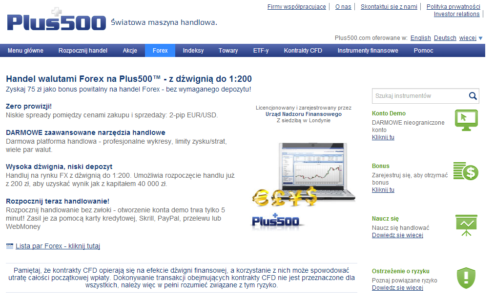 platforma forex plus500 opinie