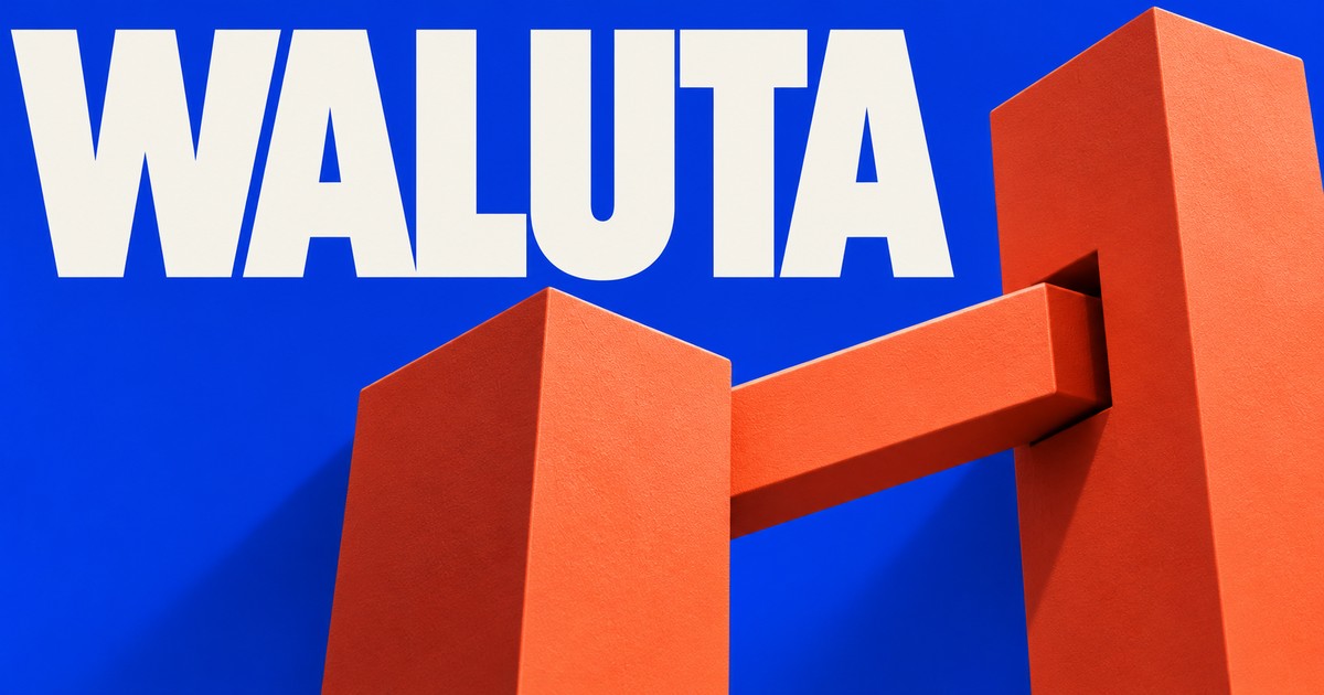 Matowa podwójna konstrukcja połączona jednym mostem, symbol wyniku w dwóch walutach.